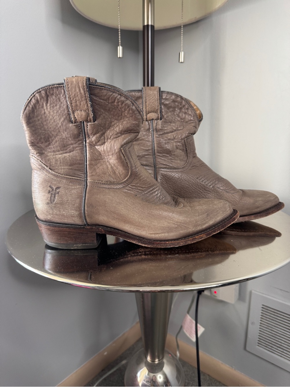 SIZE 9B Frye Taupe Leather Western Ankle Booties SIZE 9B